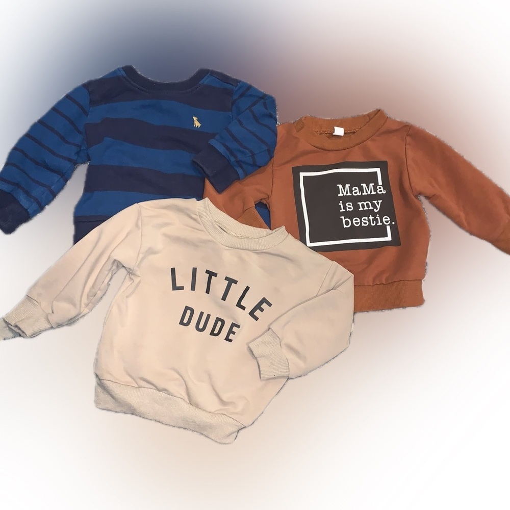 Baby Boy Sweatshirt Bundle 12 Month 80 Mama Is My Bestie Little Dude Winter Tops